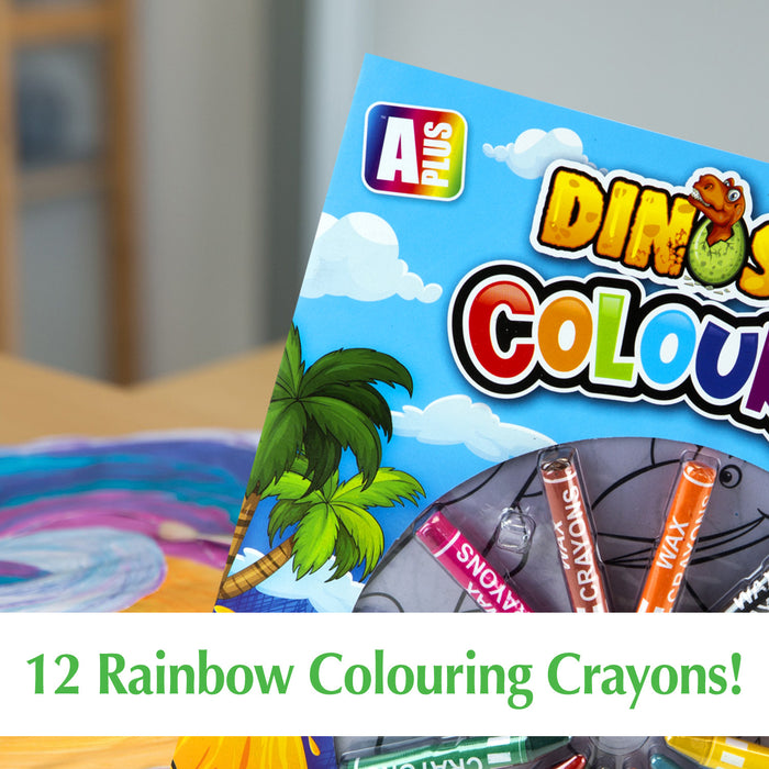 Dinosaur Colouring Book & Crayons Set Childrens' Creative Activity Boy