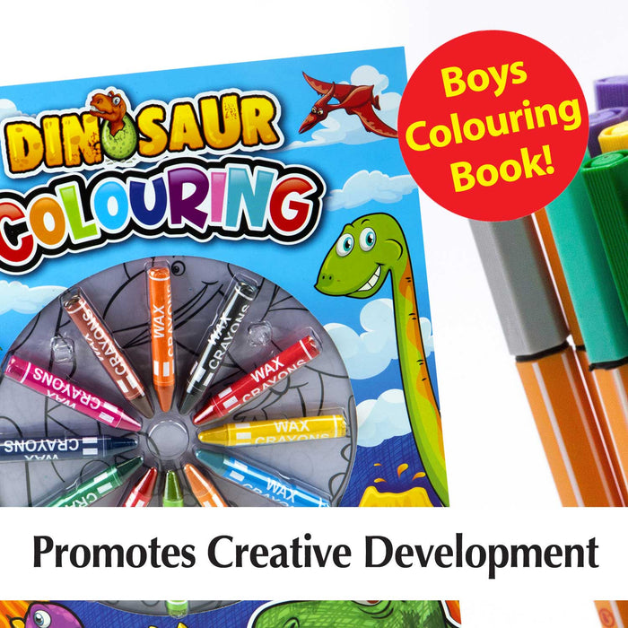 Dinosaur Colouring Book & Crayons Set Childrens' Creative Activity Boy