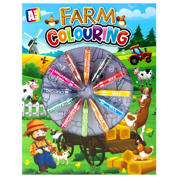 Farm Colouring Book & Crayons Set Childrens' Creative Activity Boys