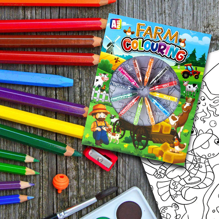 Farm Colouring Book & Crayons Set Childrens' Creative Activity Boys