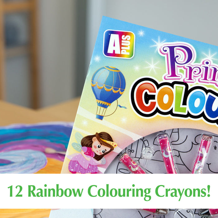 Princess Colouring Book & Crayons Set Childrens' Creative Activity Girls