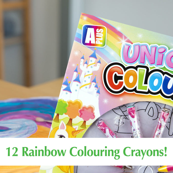 Unicorn Colouring Book & Crayons Set Childrens' Creative Activity Girls