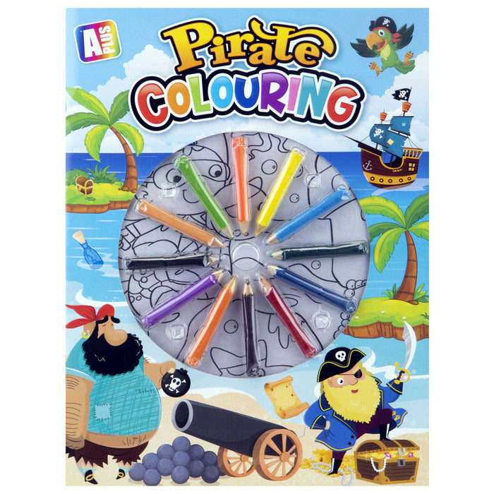 Pirate Colouring Book & Pencils Set Childrens' Creative Activity Boys