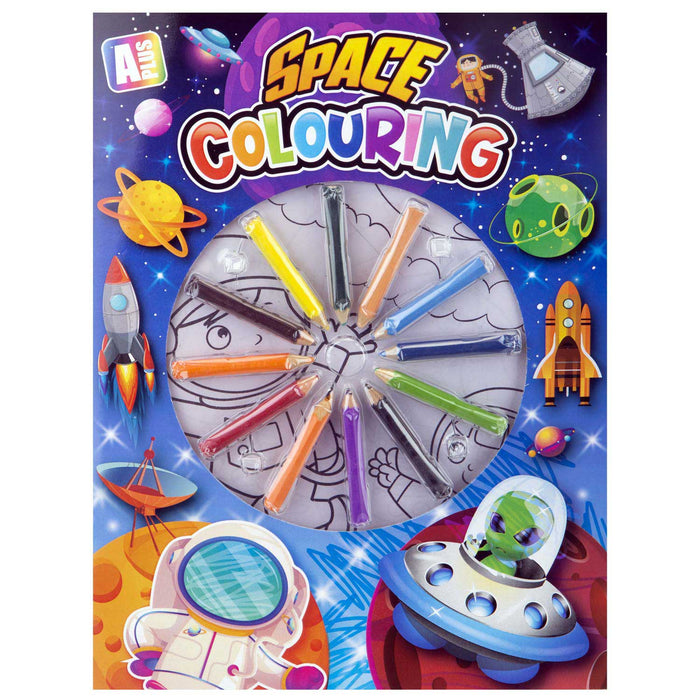 Space Colouring Book & Pencils Set Childrens' Creative Activity Boys