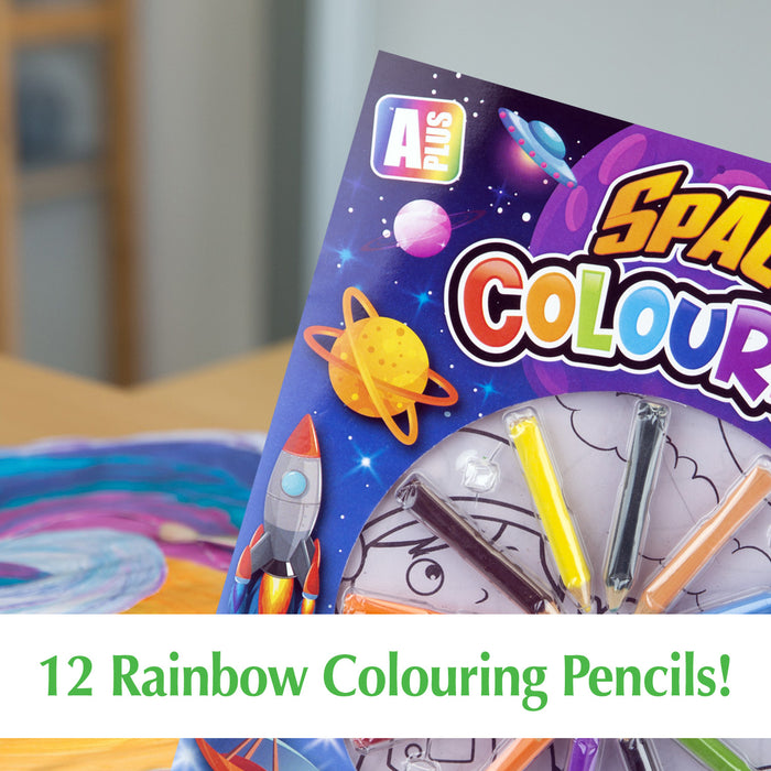 Space Colouring Book & Pencils Set Childrens' Creative Activity Boys