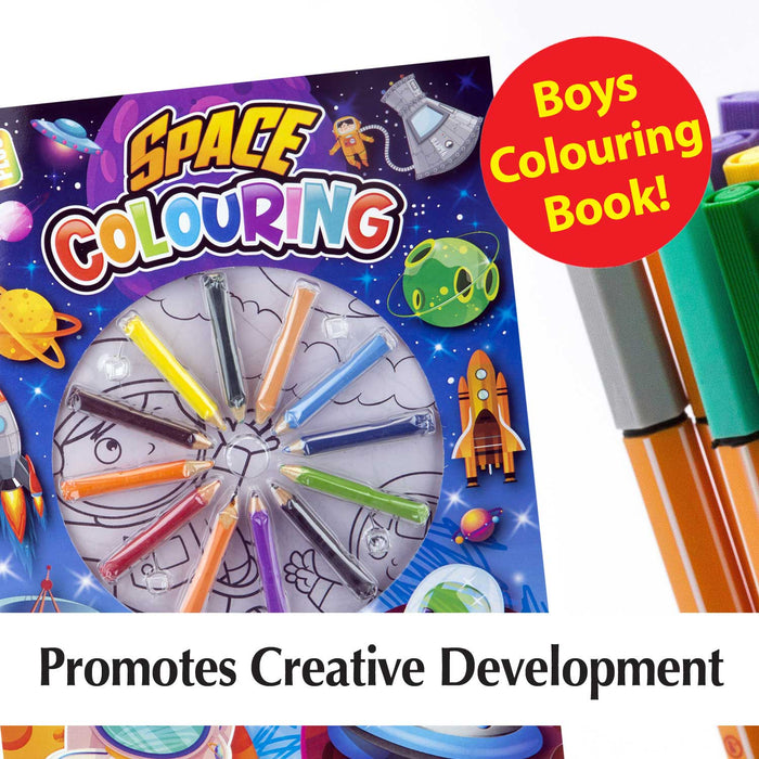 Space Colouring Book & Pencils Set Childrens' Creative Activity Boys