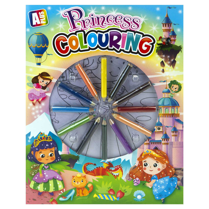 Princess Colouring Book & Pencils Set Childrens' Creative Activity Girls