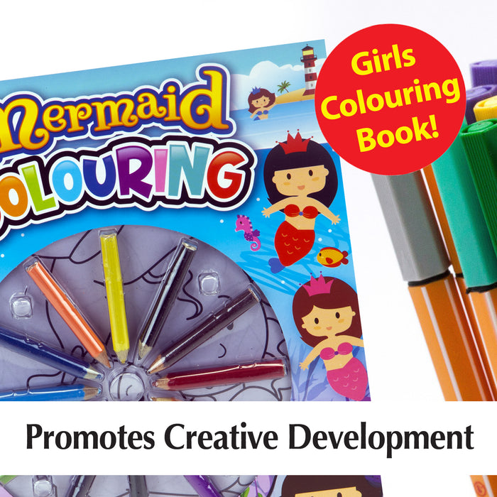 Mermaid Colouring Book & Pencils Set Childrens' Creative Activity Girls