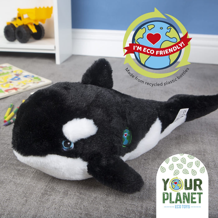 Killer Whale Soft Toy Plush for Kids, Wildlife 100% Recycled Cute Zoo Animals, Size: 12" 30cm