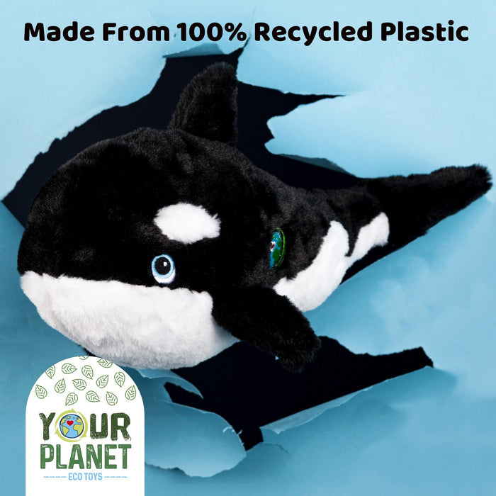 Killer Whale Soft Toy Plush for Kids, Wildlife 100% Recycled Cute Zoo Animals, Size: 12" 30cm