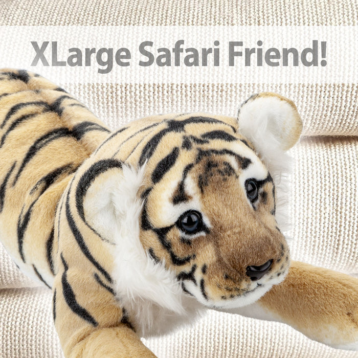 Tiger Soft Toy Cuddly Floppy Tiger Cub, Plush Wildlife, Zoo Animals 48cm