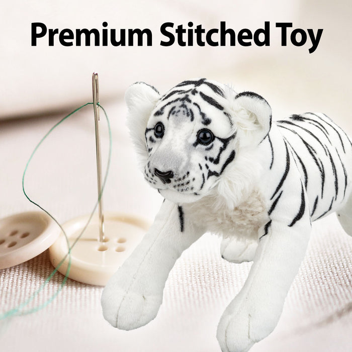 White Tiger Soft Toy Cuddly Floppy Tiger Cub, Plush Wildlife Toy 48cm