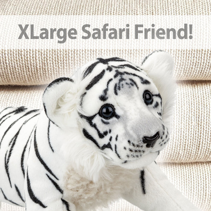 White Tiger Soft Toy Cuddly Floppy Tiger Cub, Plush Wildlife Toy 48cm