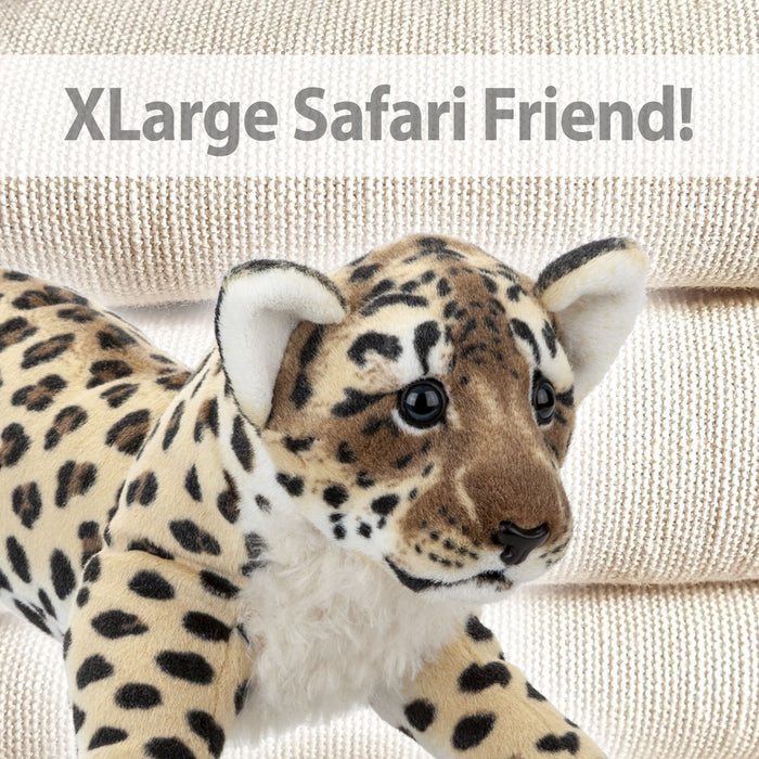 Leopard Soft Toy Cuddly Floppy Cub, Plush Wildlife Toy 48cm