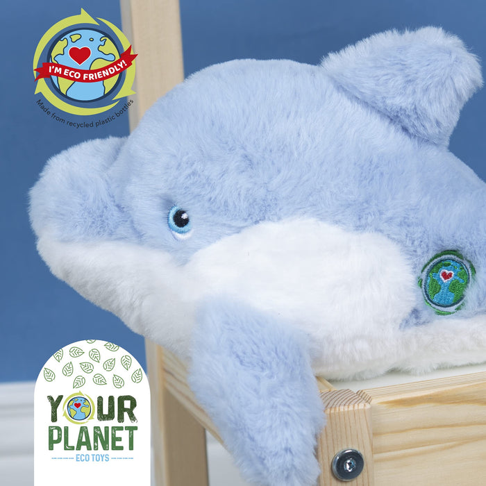 Dolphin Soft Toys for Kids, Blue Dolphin Wildlife,  100% Recycled Plastic