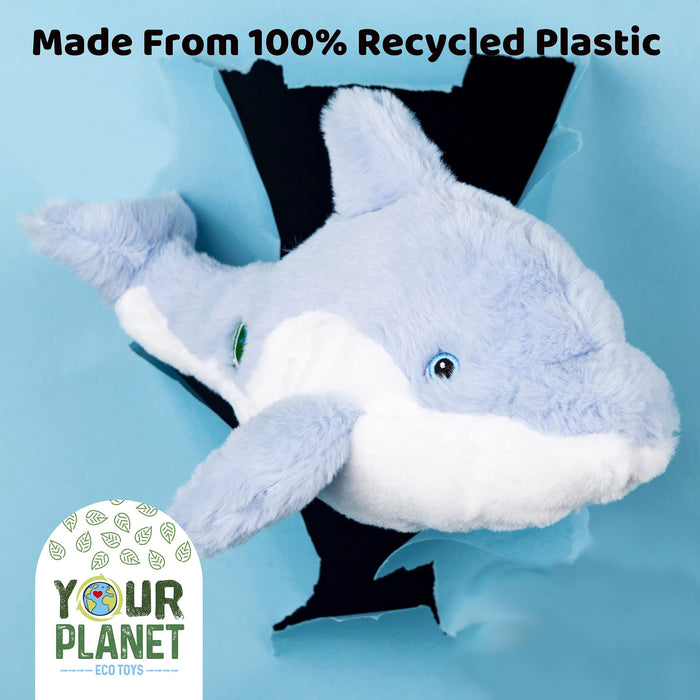 Dolphin Soft Toys for Kids, Blue Dolphin Wildlife,  100% Recycled Plastic