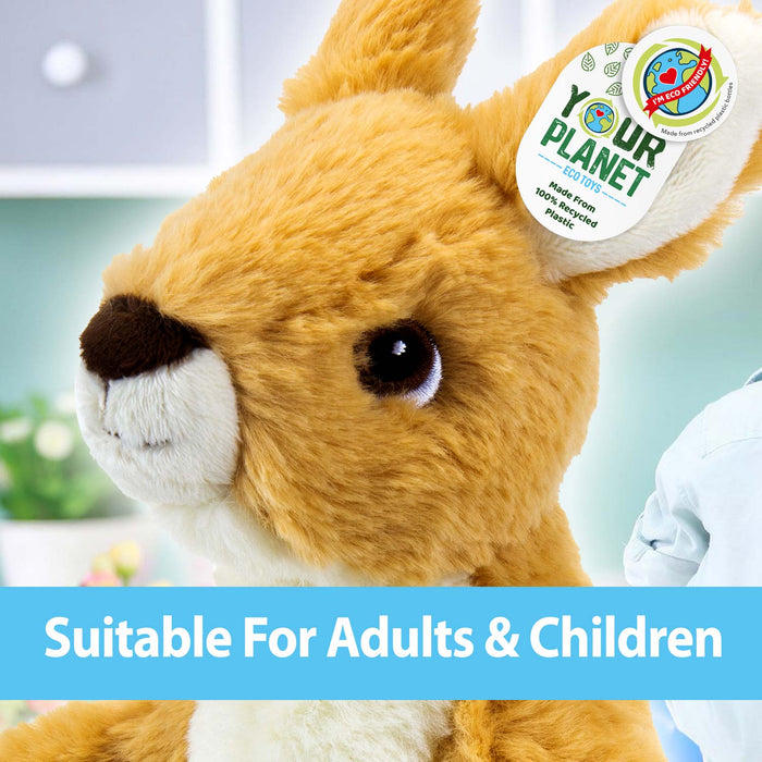 Kangaroo Soft Toy Eco Friendly Plush 100% Recycled Cuddly Environmental 22cm