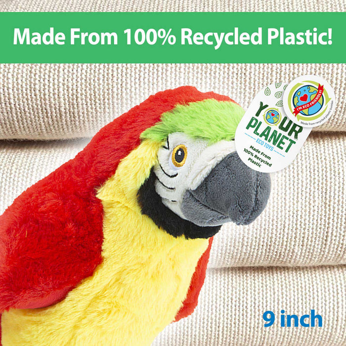 Parrot Soft Toy Eco Friendly Plush 100% Recycled Cuddly Environmental 22cm