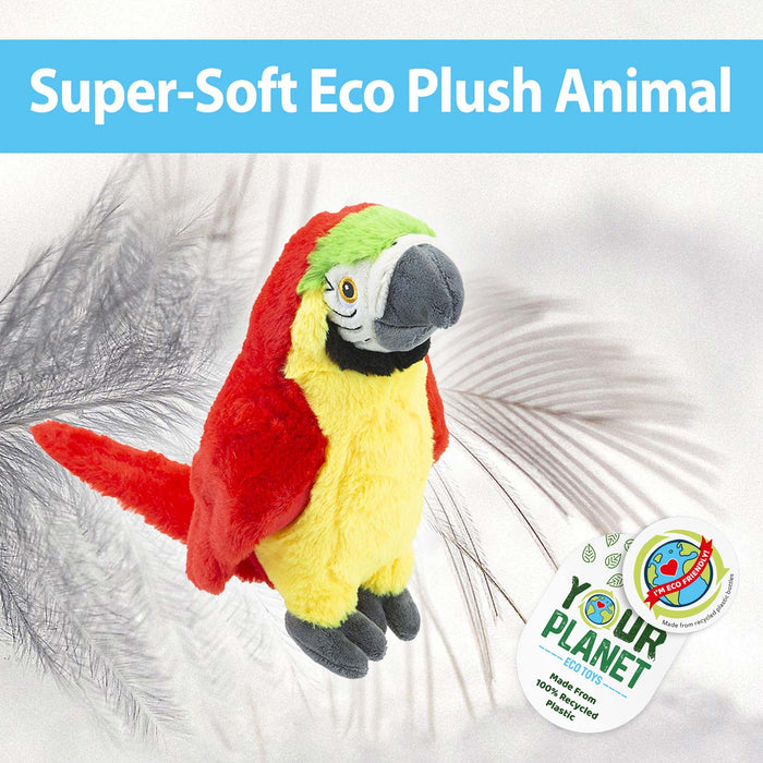 Parrot Soft Toy Eco Friendly Plush 100% Recycled Cuddly Environmental 22cm