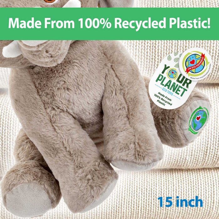 Elephant Soft Toy Eco Friendly Plush 100% Recycled Cuddly Environmental 38cm