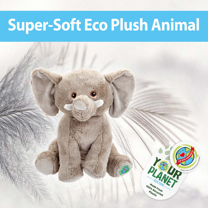 Elephant Soft Toy Eco Friendly Plush 100% Recycled Cuddly Environmental 38cm