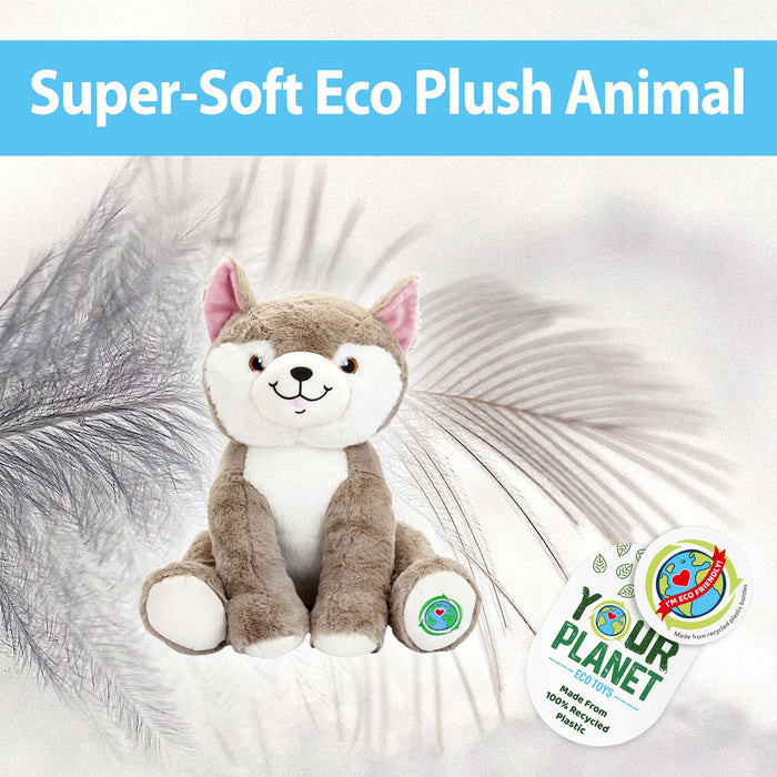 Husky Soft Toy Eco Friendly Plush 100% Recycled Cuddly Environmental 38cm