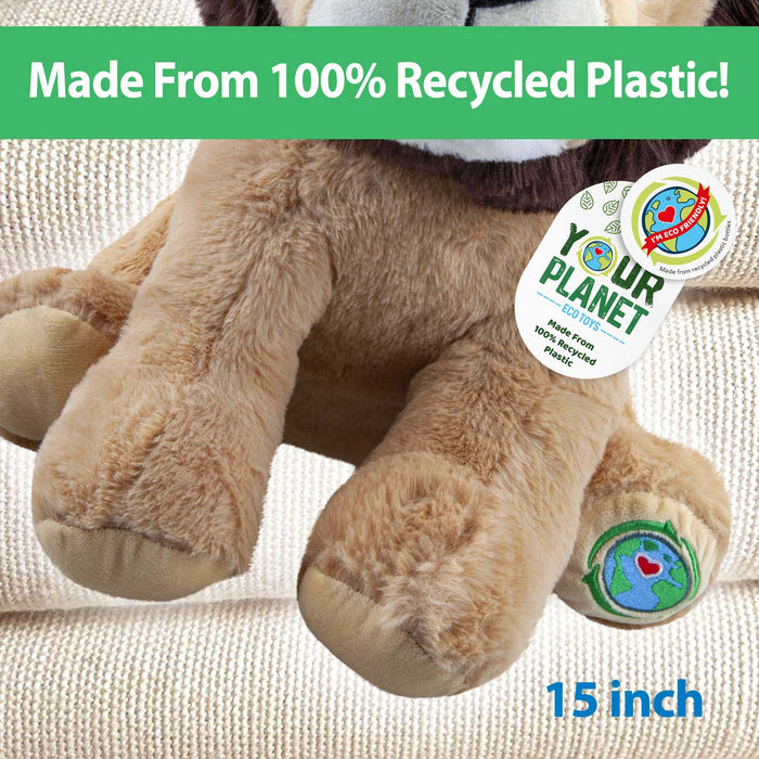 Lion Soft Toy Eco Friendly Plush 100% Recycled Cuddly Environmental 38cm