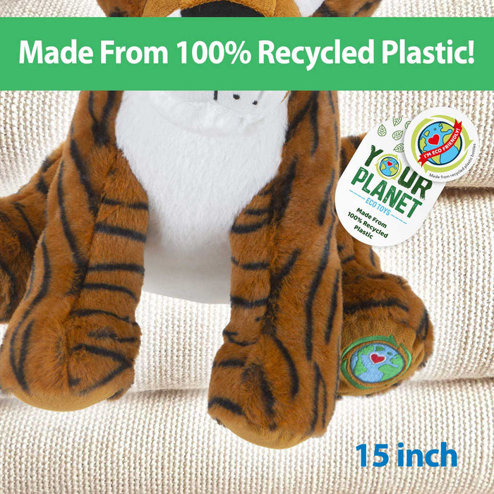 Tiger Soft Toy Eco Friendly Plush 100% Recycled Cuddly Environmental 38cm