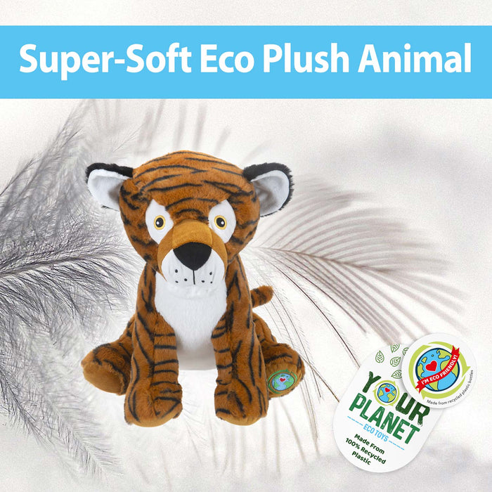 Tiger Soft Toy Eco Friendly Plush 100% Recycled Cuddly Environmental 38cm