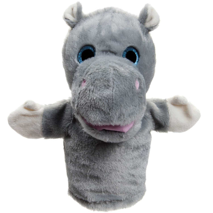 Hippo 24cm Hand Puppet Wild Animal Plush Toy With Sparkle Eyes