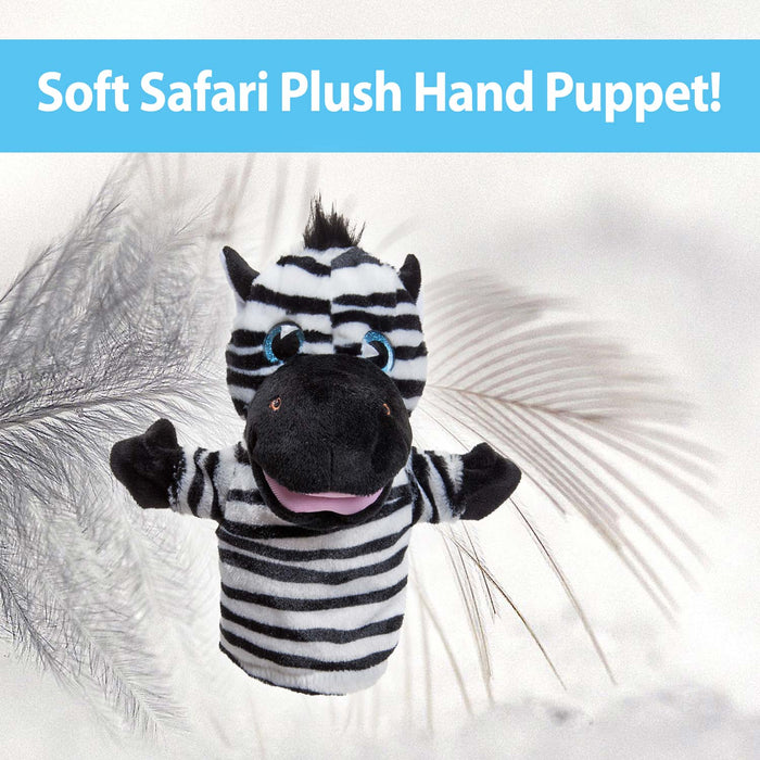 Zebra 24cm Hand Puppet Wild Animal Plush Toy With Sparkle Eyes