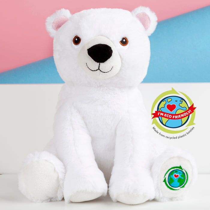 Polar Bear Soft Toy Eco Friendly Plush 100% Recylcled Cuddly Environmental 23cm