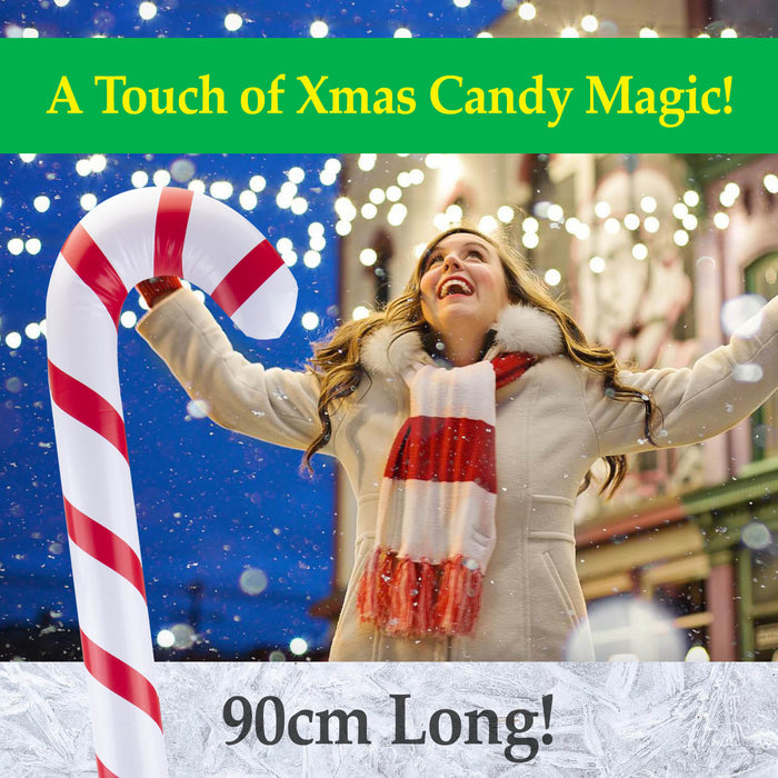 Inflatable Christmas Candy Cane 90cm Festive PVC Display Piece