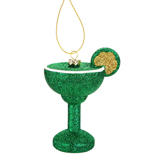 Green Glitter Cocktail Decoration Hand Painted Hanging Christmas Ornament