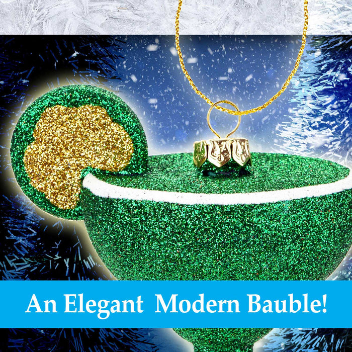 Green Glitter Cocktail Decoration Hand Painted Hanging Christmas