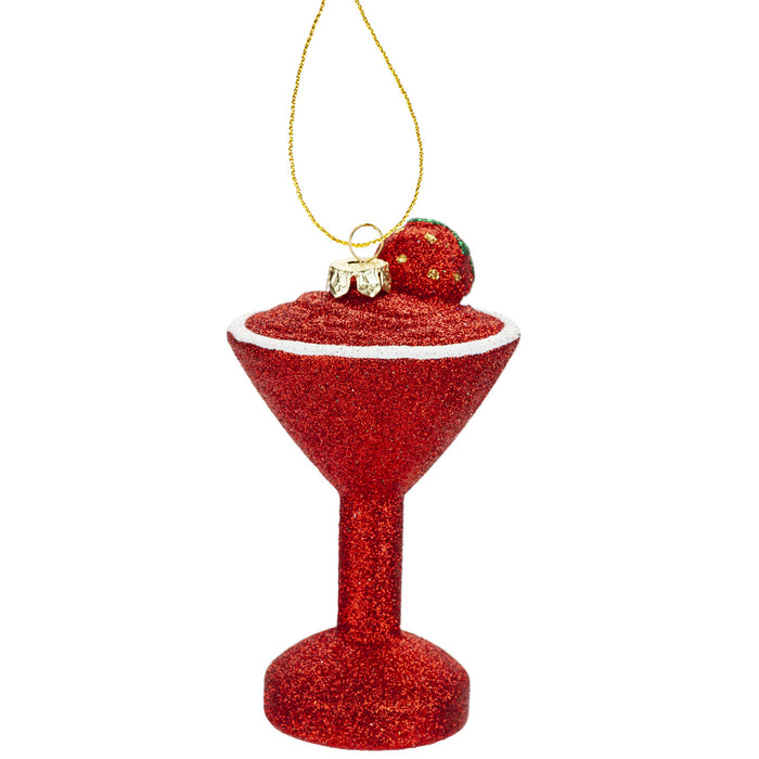 Red Glitter Cocktail Decoration Hand Painted Hanging Christmas Ornament