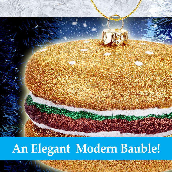 Quirky Glitter Burger Decoration Hand Painted Hanging Christmas Ornament