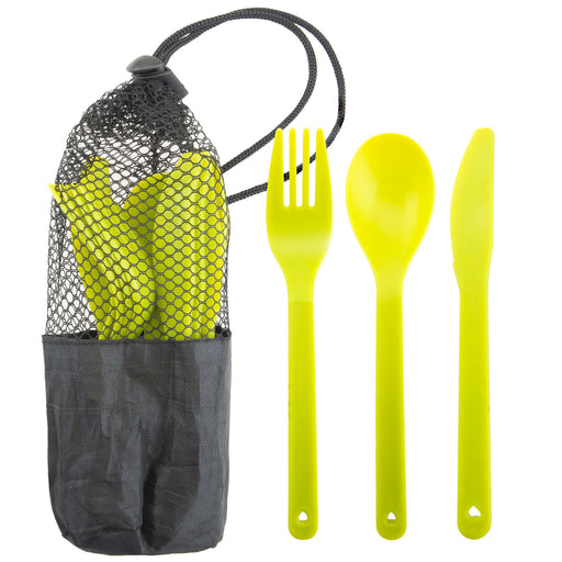 Lime Green Plastic Cutlery 12 Piece Set In Carry Bag - Summit