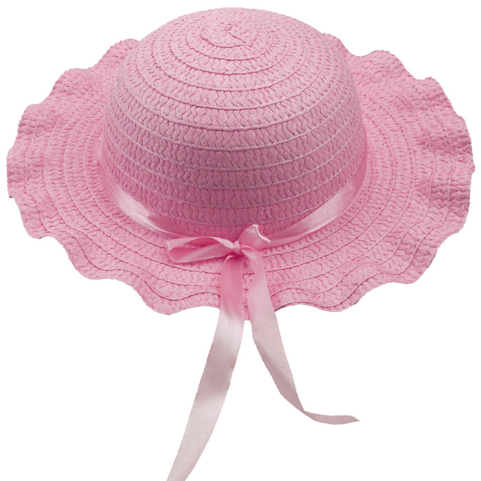 Pastel Pink Easter Bonnet Satin Ribbon Frilly Hat