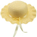 Pastel Yellow Easter Bonnet Satin Ribbon Frilly Hat