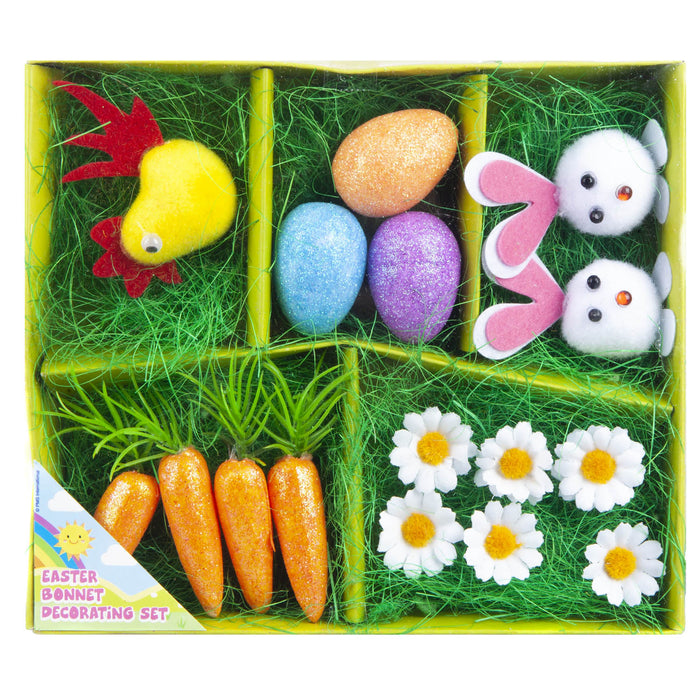 Easter Bonnet Decorating Set Bunny Carrot Daisy Craft Activity (16 Piece)