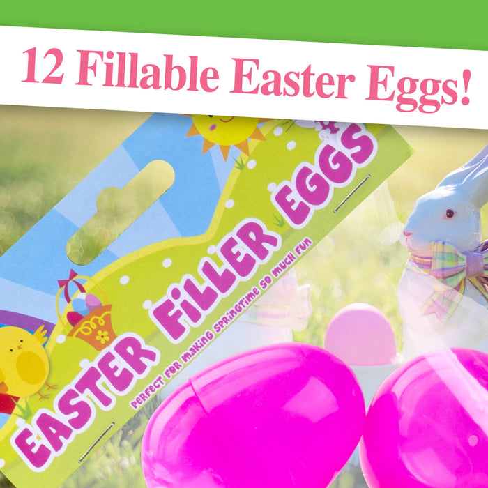 Assorted Filler Easter Eggs Multicoloured Hunt Toys 4cm x 6cm (12 Pack)