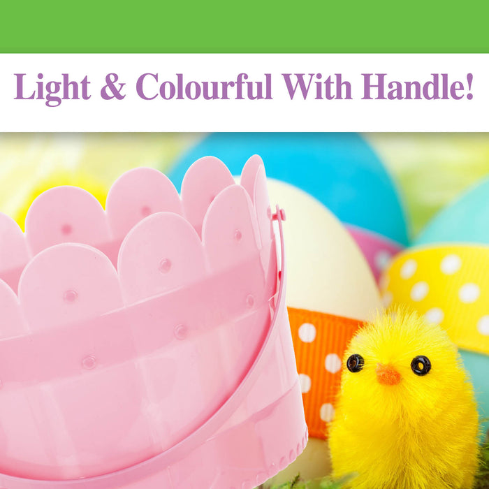 Pink Plastic Easter Bucket With Handle Egg Hunt 12.5cm x 17cm