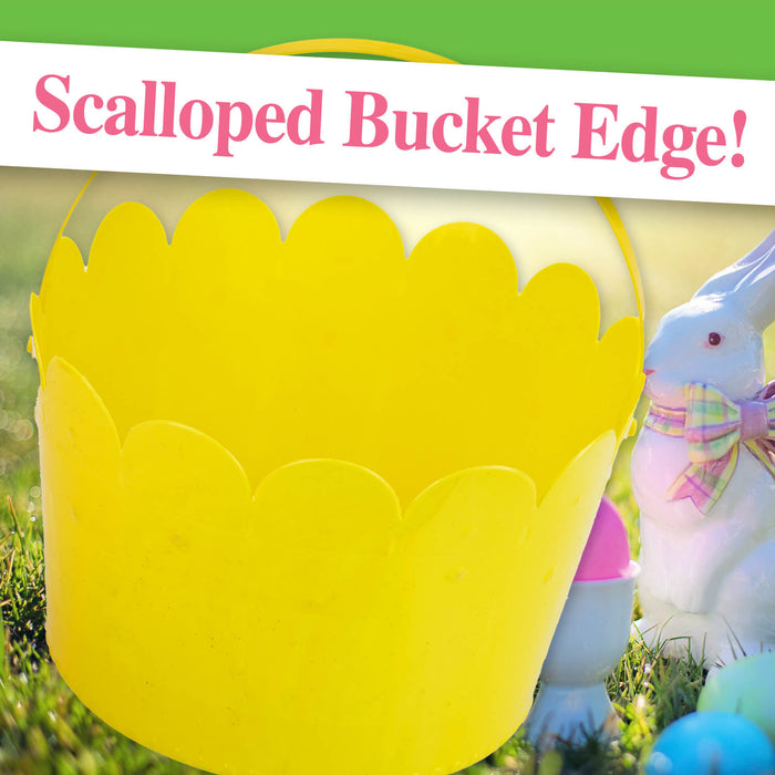 Yellow Plastic Easter Bucket With Handle Egg Hunt 12.5cm x 17cm