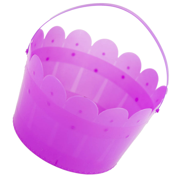 Purple Plastic Easter Bucket With Handle Egg Hunt 12.5cm x 17cm