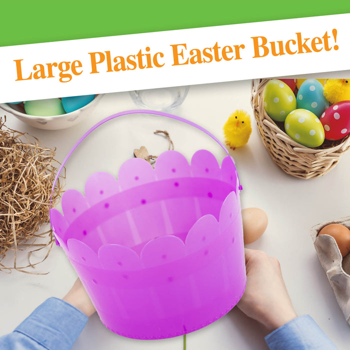 Purple Plastic Easter Bucket With Handle Egg Hunt 12.5cm x 17cm