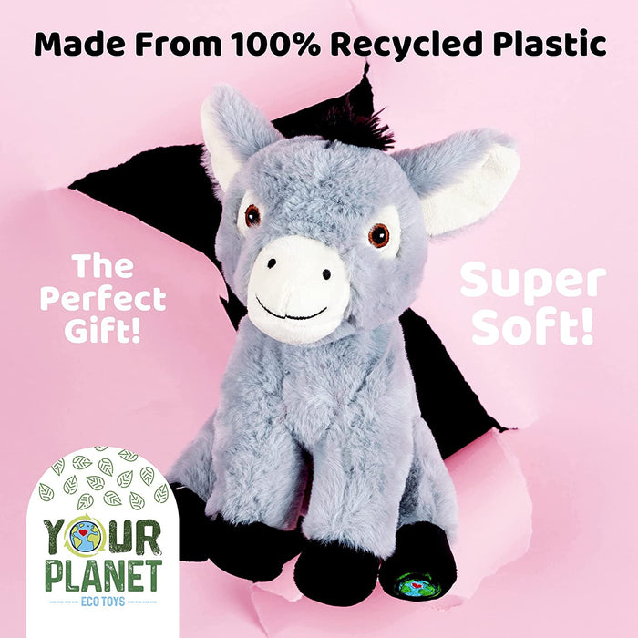 Donkey Soft Toy Eco Friendly Plush 100% Recycled Cuddly Environmental 30cm