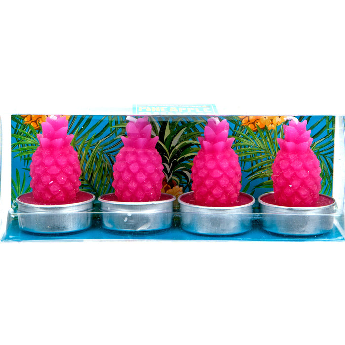 Scented Pink Pineapple Tealights Tropical Fruit Candle (4 Pack)