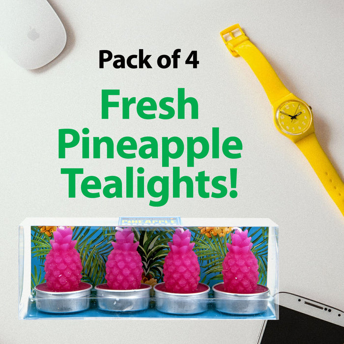 Scented Pink Pineapple Tealights Tropical Fruit Candle (4 Pack)