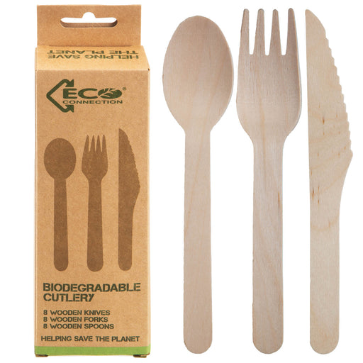 Biodegradable Wood Cutlery Set Sustainable Birchwood - Eco Connection